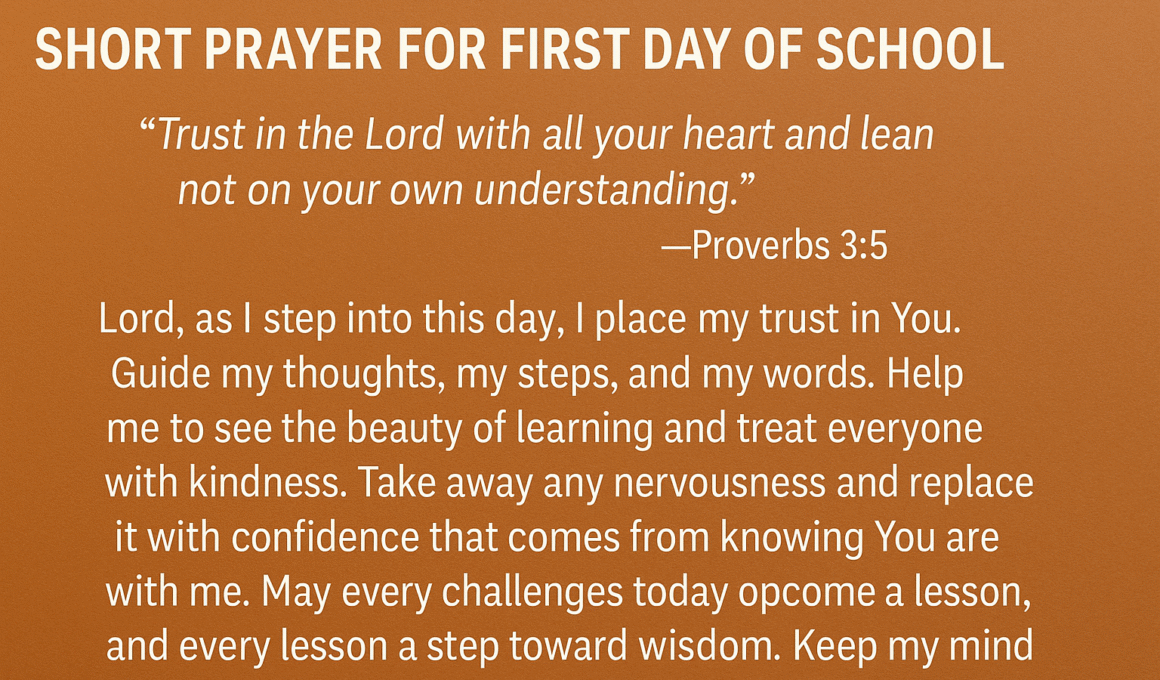 Short Prayer for First Day of School