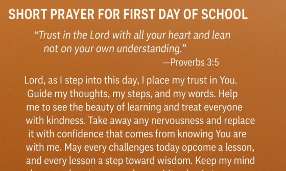 Short Prayer for First Day of School